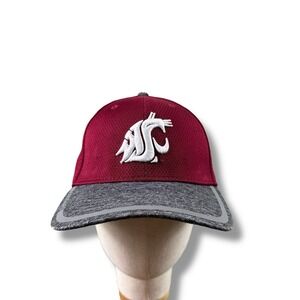 New Era 39THIRTY Washington State Cougars Flex-Fit Hat Heathered Gray Sz M/L EUC